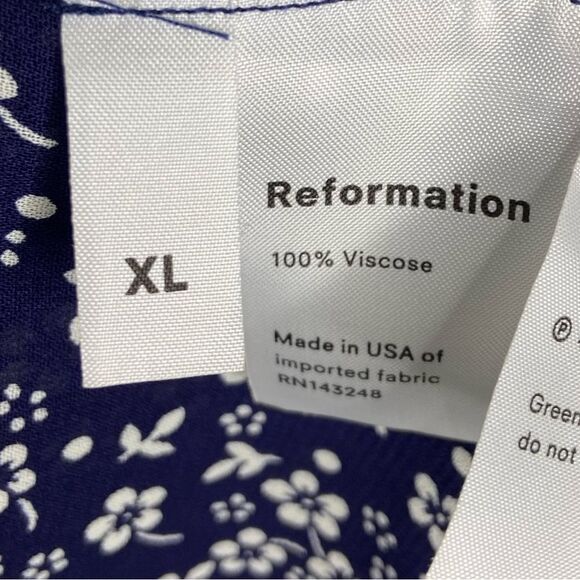Reformation Trista Maxi Blue White Dress Open Back Floral Size XL - Picture 7 of 8